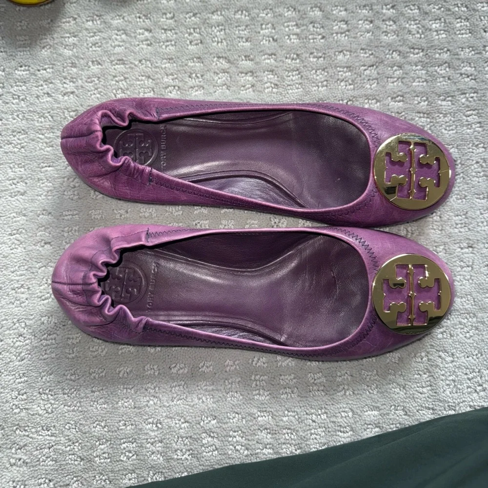 Tory Burch Miller Purple Flats & JCrew vibrant yellow flats - Picture 6 of 16